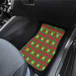 Green And Red Christmas Argyle Print Front and Back Car Floor Mats