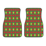 Green And Red Christmas Argyle Print Front Car Floor Mats