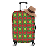 Green And Red Christmas Argyle Print Luggage Cover