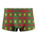 Green And Red Christmas Argyle Print Men's Boxer Briefs