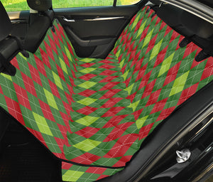 Green And Red Christmas Argyle Print Pet Car Back Seat Cover