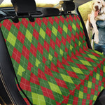 Green And Red Christmas Argyle Print Pet Car Back Seat Cover