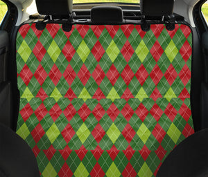 Green And Red Christmas Argyle Print Pet Car Back Seat Cover