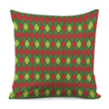Green And Red Christmas Argyle Print Pillow Cover