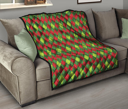 Green And Red Christmas Argyle Print Quilt