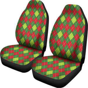 Green And Red Christmas Argyle Print Universal Fit Car Seat Covers