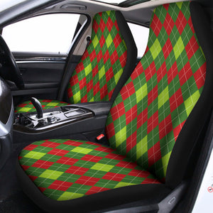 Green And Red Christmas Argyle Print Universal Fit Car Seat Covers