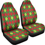 Green And Red Christmas Argyle Print Universal Fit Car Seat Covers