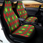 Green And Red Christmas Argyle Print Universal Fit Car Seat Covers