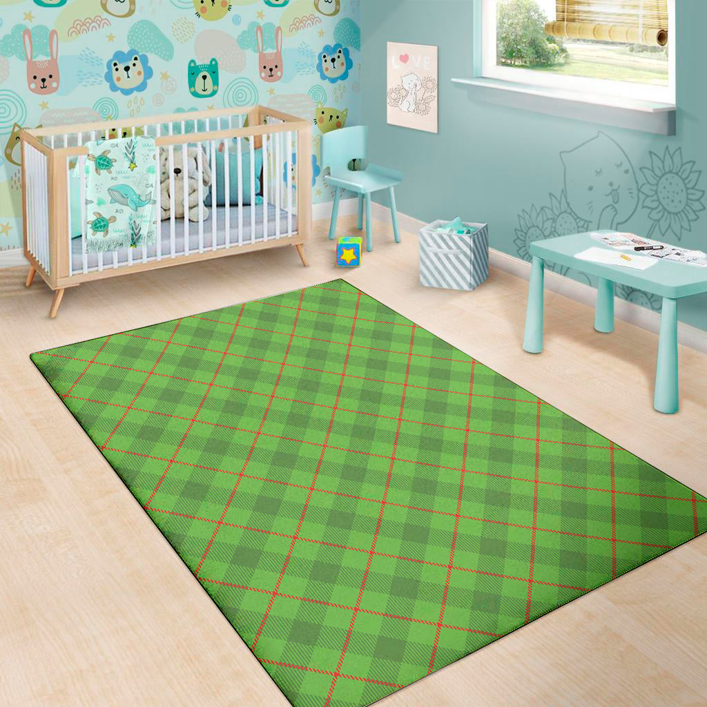 Green And Red Plaid Pattern Print Area Rug