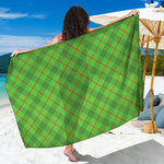 Green And Red Plaid Pattern Print Beach Sarong Wrap