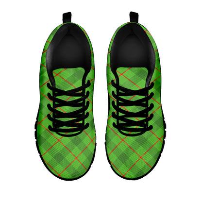 Green And Red Plaid Pattern Print Black Sneakers