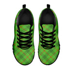 Green And Red Plaid Pattern Print Black Sneakers