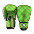 Green And Red Plaid Pattern Print Boxing Gloves