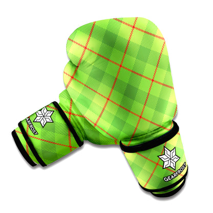 Green And Red Plaid Pattern Print Boxing Gloves