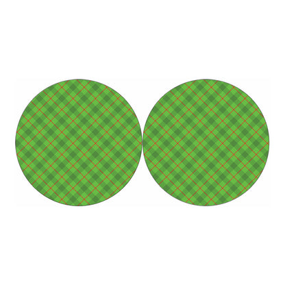 Green And Red Plaid Pattern Print Car Coasters