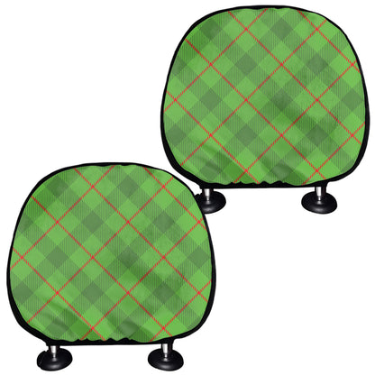 Green And Red Plaid Pattern Print Car Headrest Covers