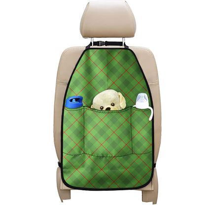Green And Red Plaid Pattern Print Car Seat Organizers