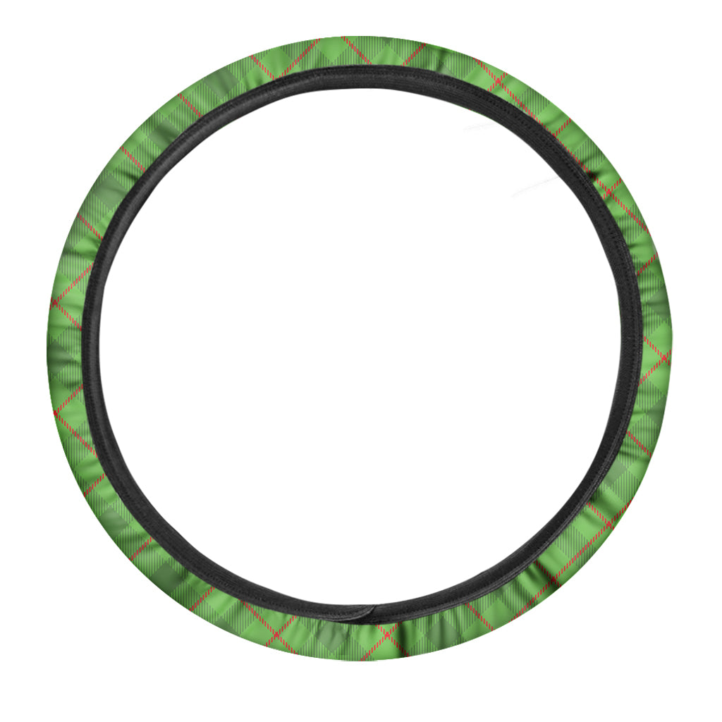 Green And Red Plaid Pattern Print Car Steering Wheel Cover