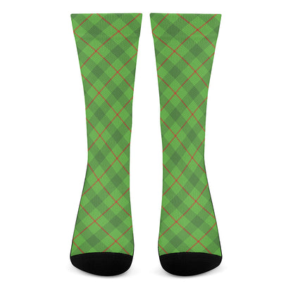 Green And Red Plaid Pattern Print Crew Socks