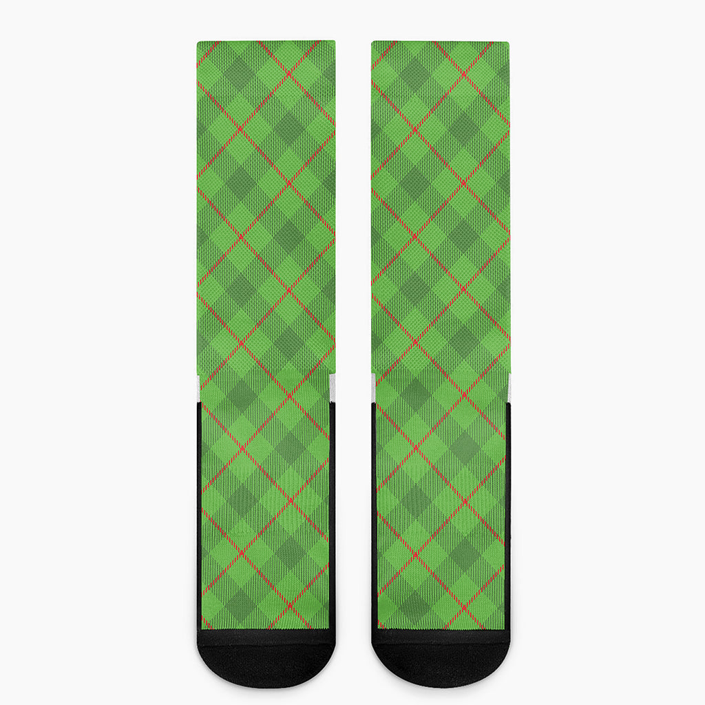 Green And Red Plaid Pattern Print Crew Socks