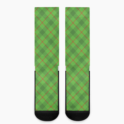 Green And Red Plaid Pattern Print Crew Socks