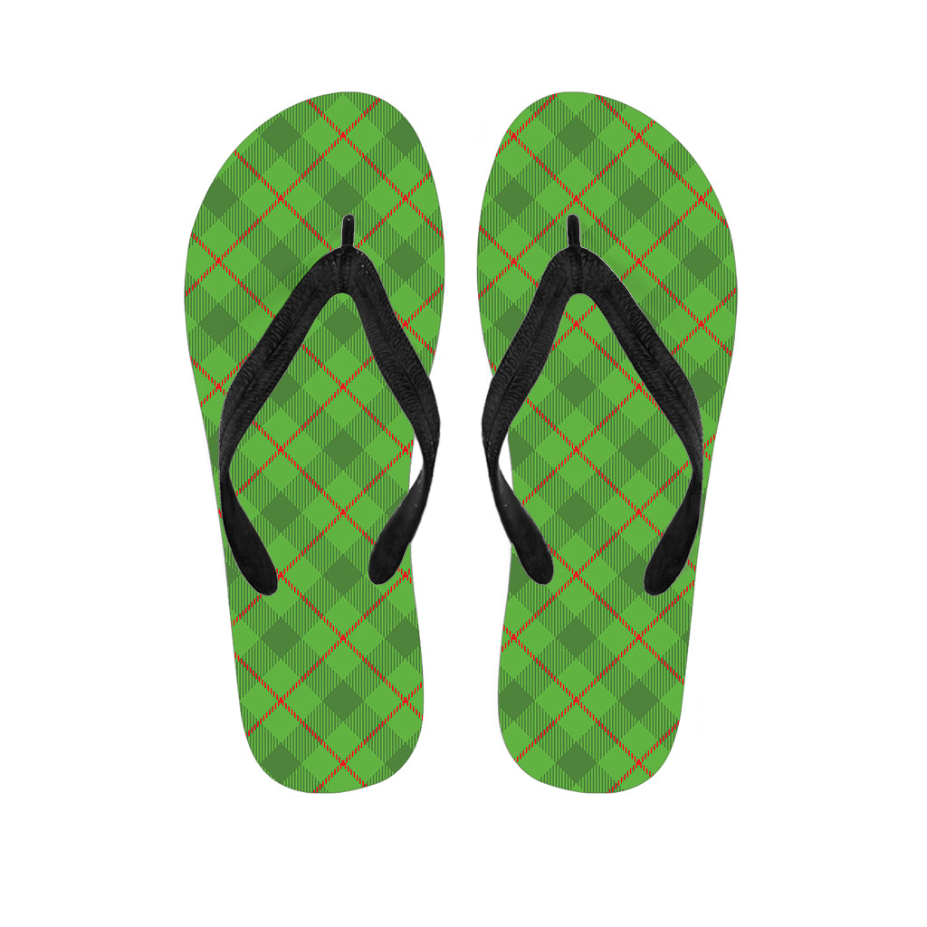 Green And Red Plaid Pattern Print Flip Flops