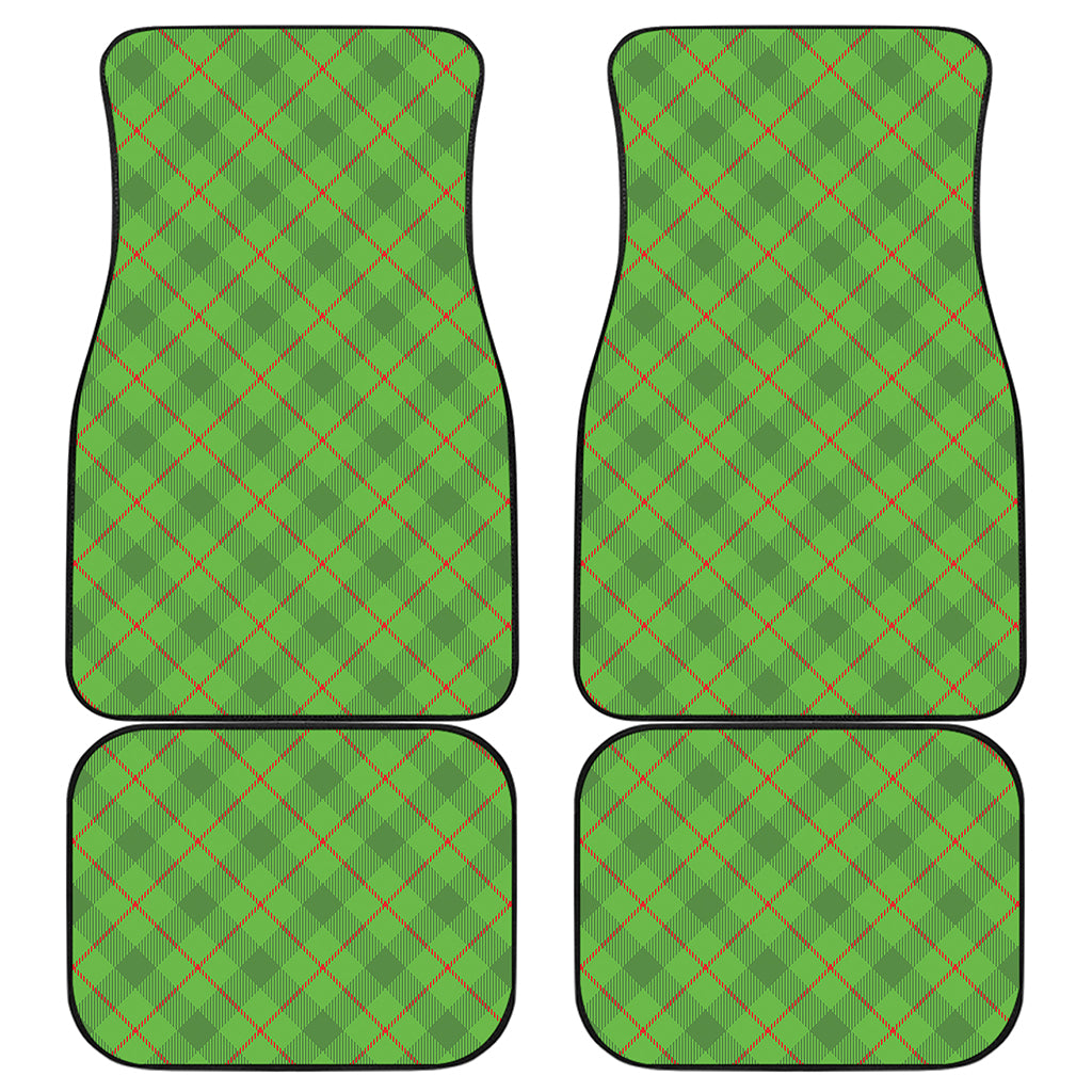 Green And Red Plaid Pattern Print Front and Back Car Floor Mats