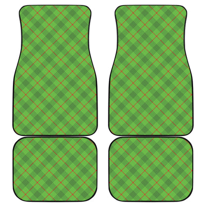 Green And Red Plaid Pattern Print Front and Back Car Floor Mats