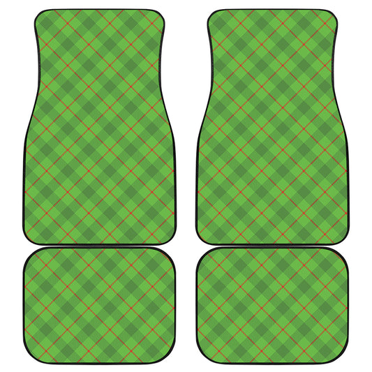 Green And Red Plaid Pattern Print Front and Back Car Floor Mats