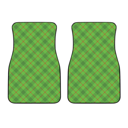 Green And Red Plaid Pattern Print Front Car Floor Mats