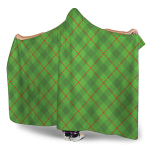 Green And Red Plaid Pattern Print Hooded Blanket