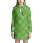 Green And Red Plaid Pattern Print Hoodie Dress
