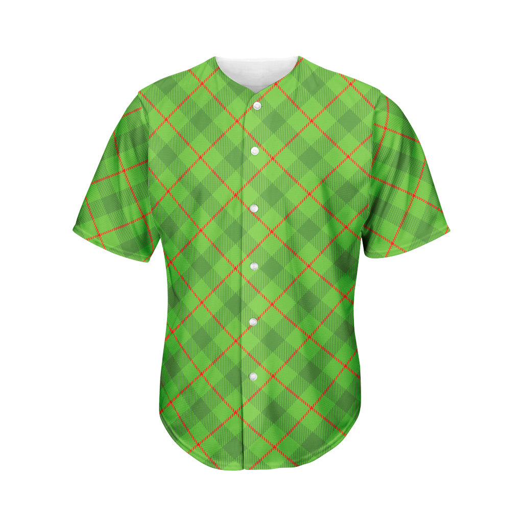 Green And Red Plaid Pattern Print Men's Baseball Jersey