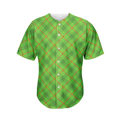 Green And Red Plaid Pattern Print Men's Baseball Jersey