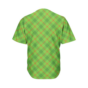 Green And Red Plaid Pattern Print Men's Baseball Jersey
