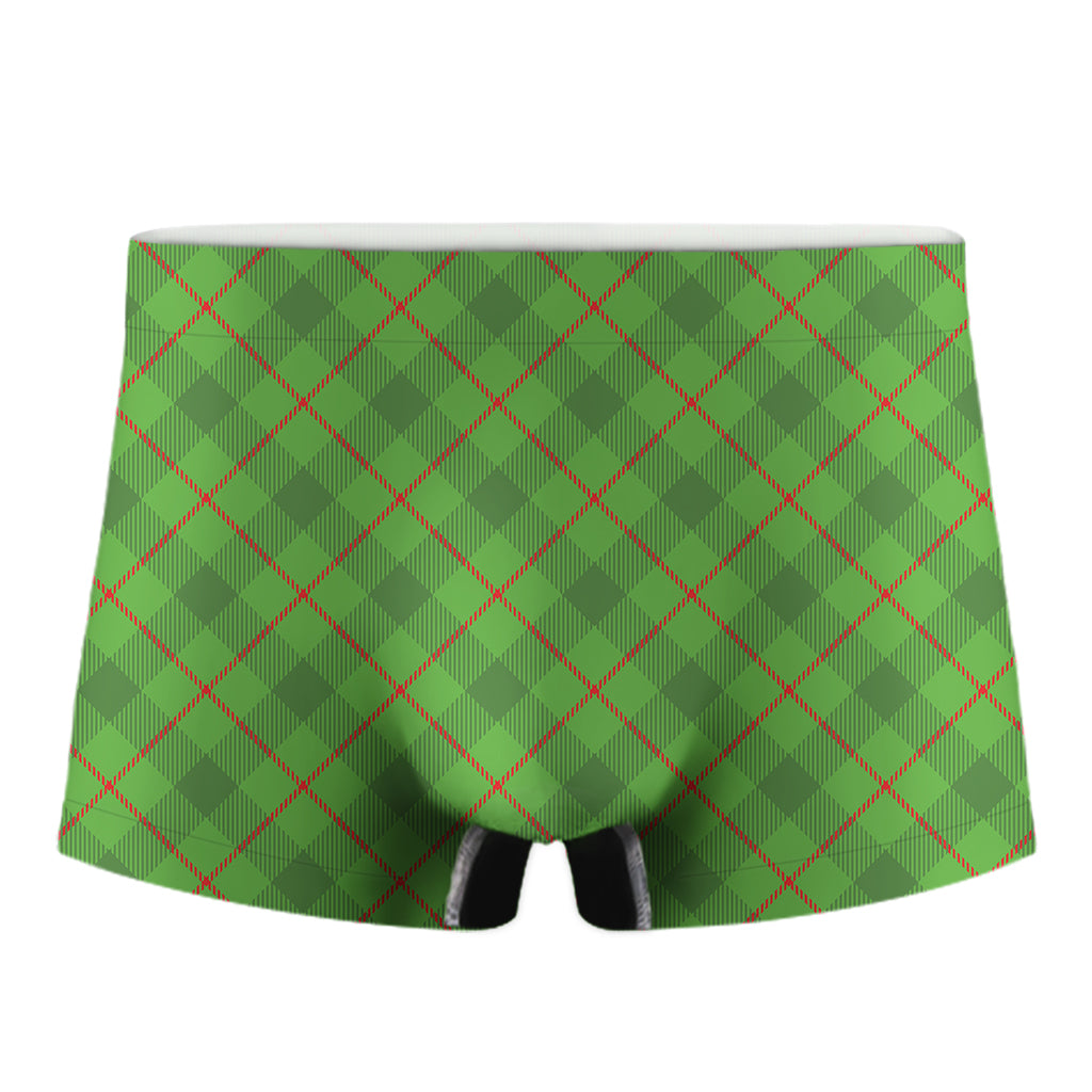 Green And Red Plaid Pattern Print Men's Boxer Briefs