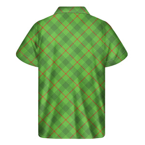 Green And Red Plaid Pattern Print Men's Short Sleeve Shirt