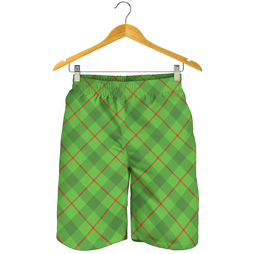 Green And Red Plaid Pattern Print Men's Shorts