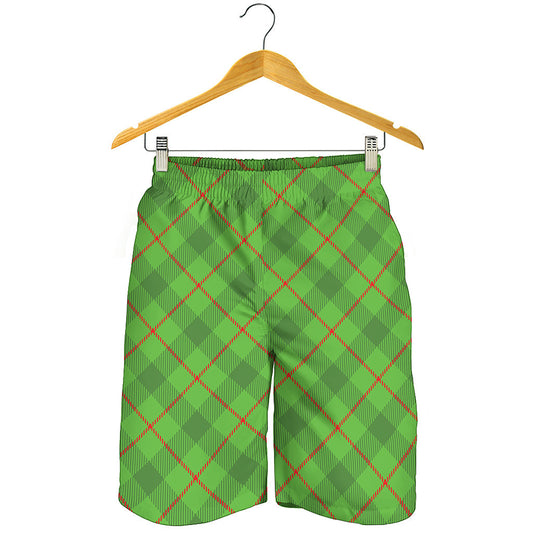 Green And Red Plaid Pattern Print Men's Shorts