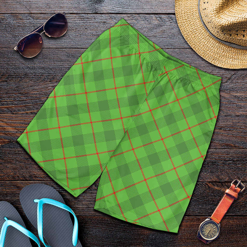 Green And Red Plaid Pattern Print Men's Shorts