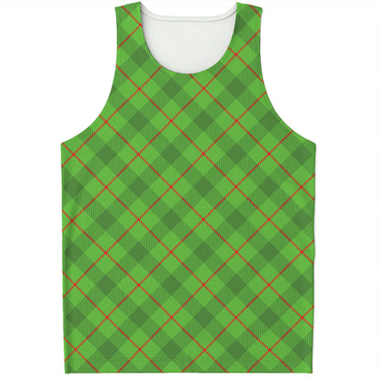 Green And Red Plaid Pattern Print Men's Tank Top