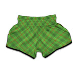 Green And Red Plaid Pattern Print Muay Thai Boxing Shorts