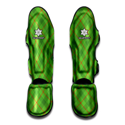 Green And Red Plaid Pattern Print Muay Thai Shin Guard