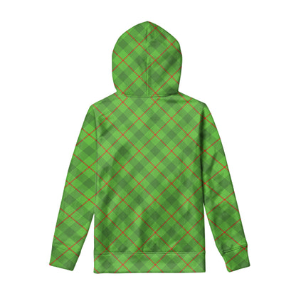 Green And Red Plaid Pattern Print Pullover Hoodie