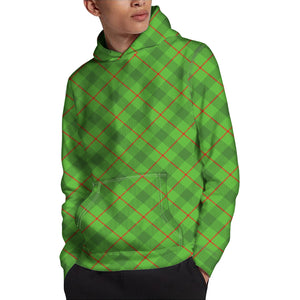 Green And Red Plaid Pattern Print Pullover Hoodie