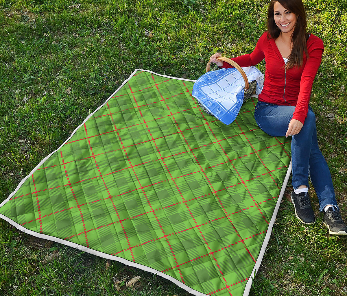 Green And Red Plaid Pattern Print Quilt