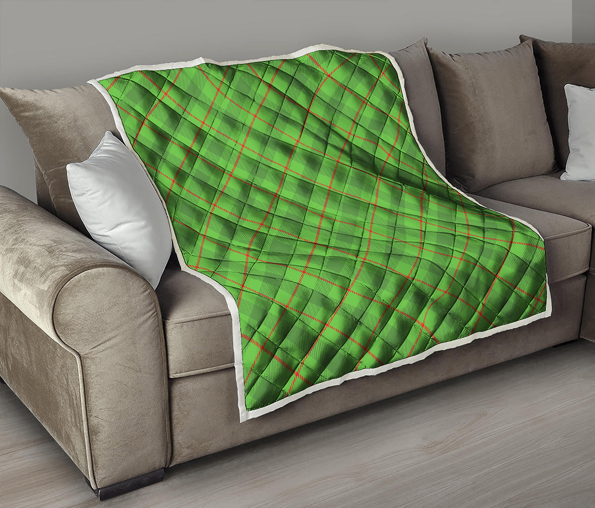 Green And Red Plaid Pattern Print Quilt