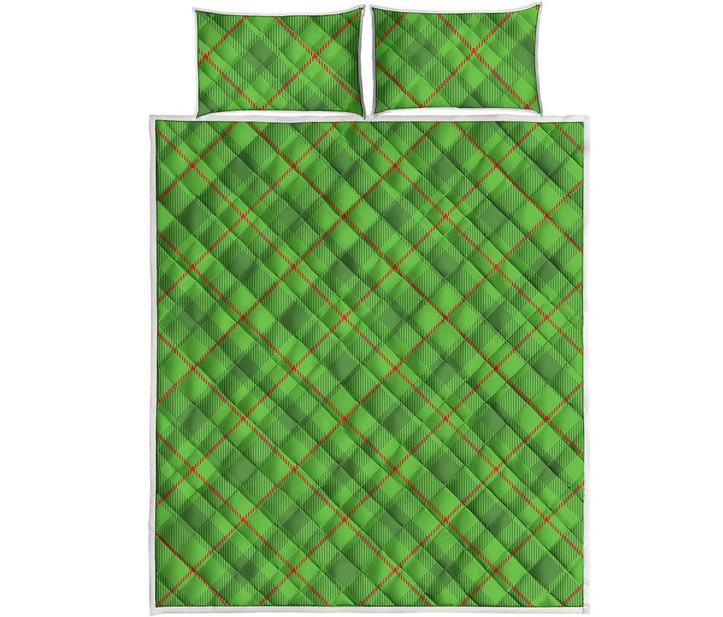 Green And Red Plaid Pattern Print Quilt Bed Set