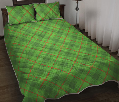Green And Red Plaid Pattern Print Quilt Bed Set